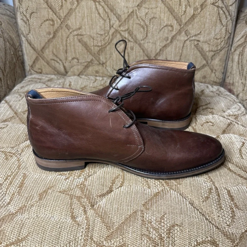 Rodd Gunn Men Boots Brown Leather Pebbly Hill Ankle Bootie Dress Casual 44 US 11